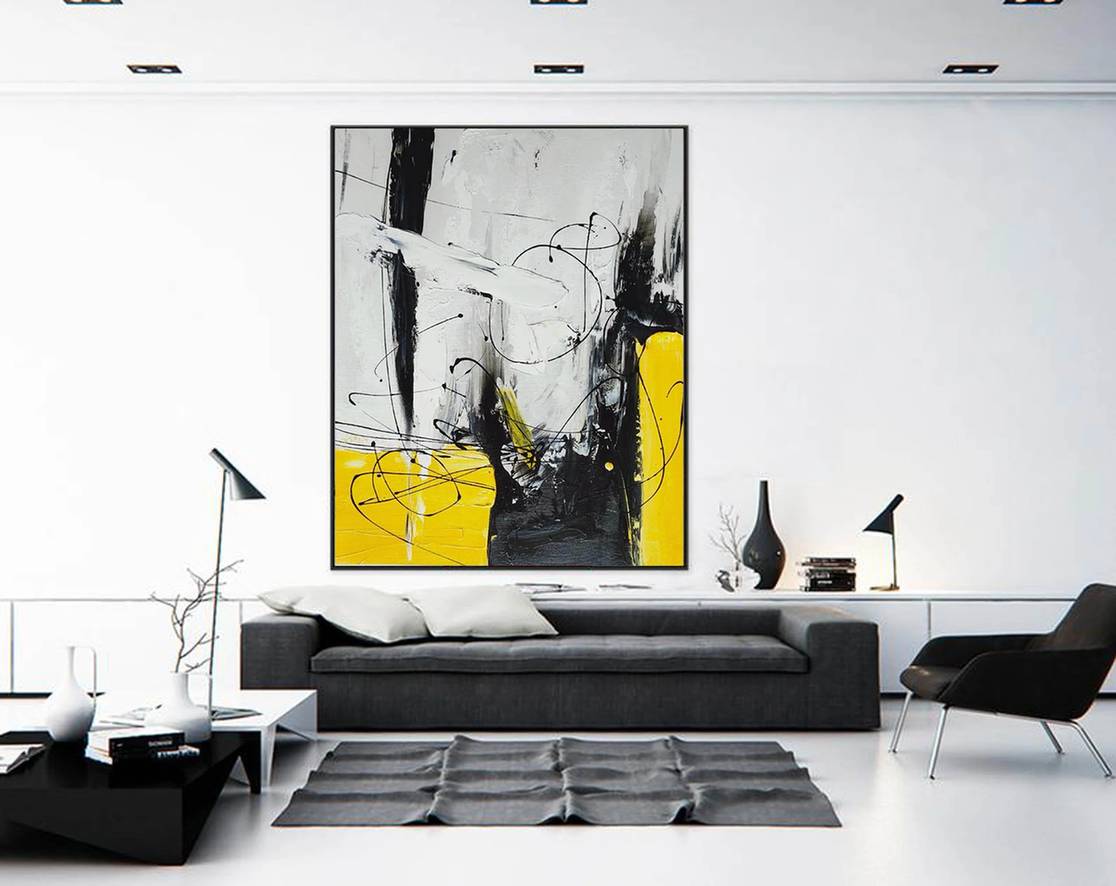 Black Modern Minimalist Abstract Canvas Wall Art KMV89 wall art